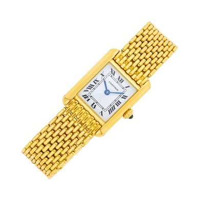 Lot 34 - Cartier Paris Gold 'Tank' Wristwatch