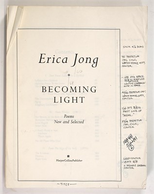 Lot 169 - Erica Jong, Becoming Light. Poems New and Selected.