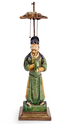 Lot 101 - Chinese Glazed Ceramic Figural Lamp