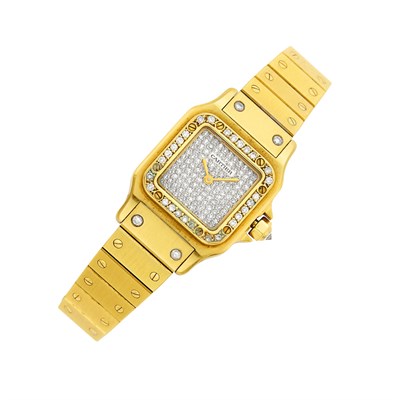 Lot 177 - Cartier Gold and Diamond 'Santos' Wristwatch