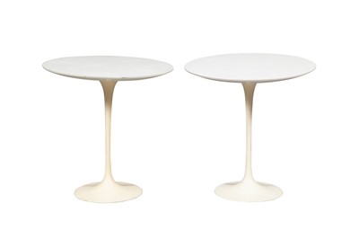 Lot 137 - Pair of Eero Saarinen Enameled Metal and Laminate Tulip Occasional Tables