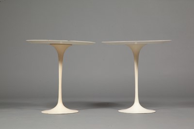 Lot 137 - Pair of Eero Saarinen Enameled Metal and Laminate Tulip Occasional Tables