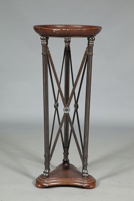 Lot 78 - Leather Covered Patinated Metal and Mahogany Athénienne Table