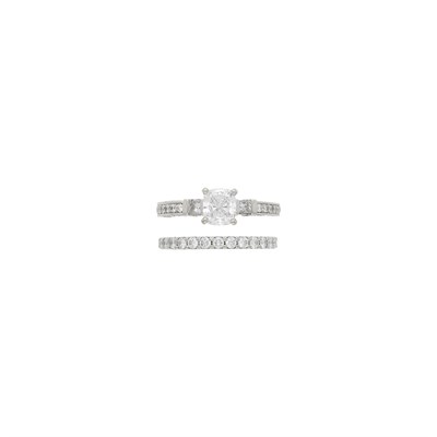 Lot 81 - White Gold and Diamond Ring and Band Ring