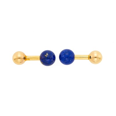 Lot 1198 - Tiffany & Co. Pair of Gold and Lapis Cufflinks