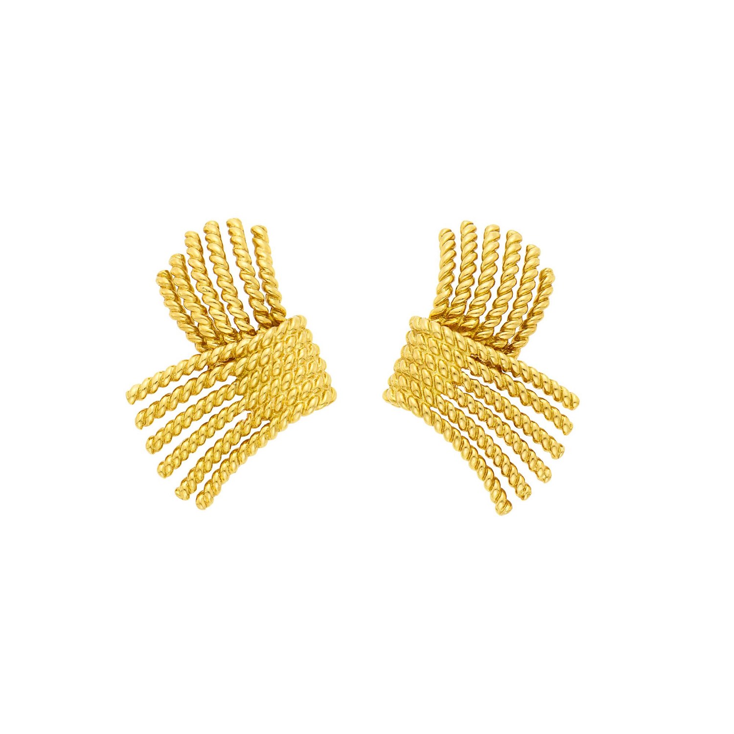Lot 56 - Tiffany & Co., Schlumberger Pair of Gold 'V Rope' Earclips
