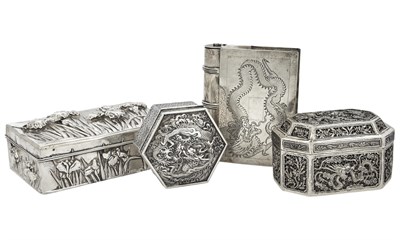 Lot 3 - Four Chinese and Japanese Export Silver Boxes