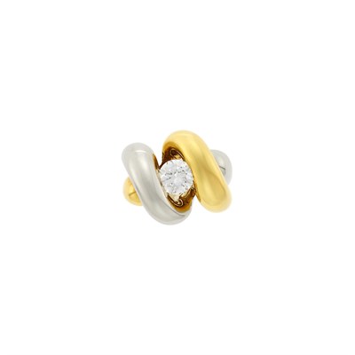 Lot 58 - Two-Color Gold and Diamond Bombé Ring