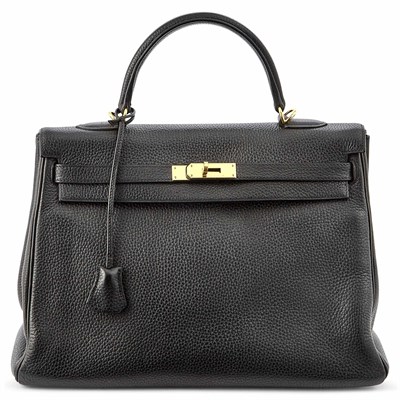 Lot 186 - Hermès Black Clemence Leather 'Kelly 35' Bag