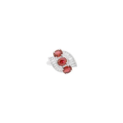 Lot 103 - Platinum, Red Spinel and Diamond Ring