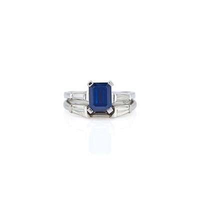 Lot 2106 - Platinum, Sapphire and Diamond Ring and Band RIng