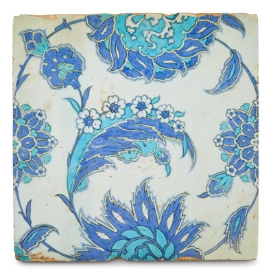Lot 125 - Iznik Glazed Blue and White Pottery Tile