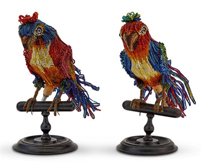 Lot 279 - Pair of Continental Beaded Glass Parrot-Form...