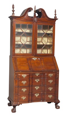 Lot 217 - Chippendale Style Mahogany Secretary Bookcase...