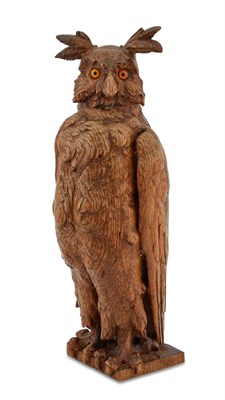 Lot 200 - Black Forest Carved Oak Figure of an Owl Early...