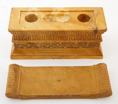Lot 90 - Neoclassical Style  Carved Yellow Marble Inkstand