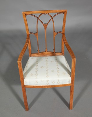 Lot 5024 - Bette Midler: Pair of Art Nouveau Style Upholstered Fruitwood Open Armchairs
