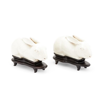 Lot 176 - Pair of Chinese Porcelain Figures of Rabbits