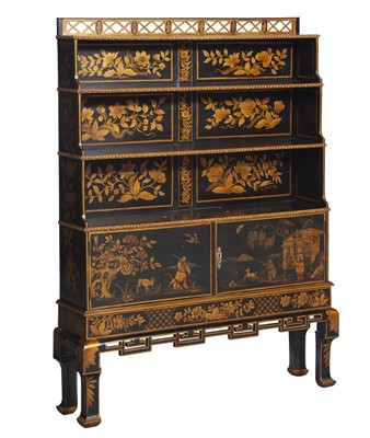 Lot 104 - Regency Style Chinoiserie Decorated Waterfall Cabinet