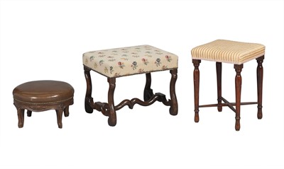 Lot 109 - Group of Three Upholstered Wooden Stools