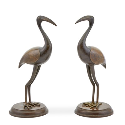 Lot 118 - Pair of Bronze Figures of Cranes
