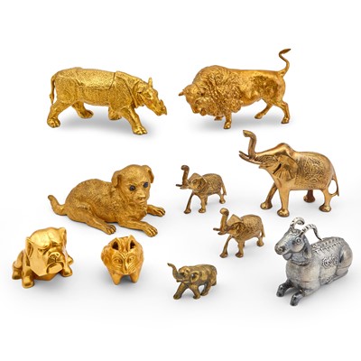 Lot 107 - Group of Metal and Composition Figures of Animals