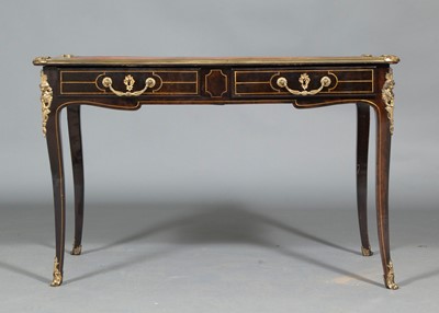 Lot 685 - Louis XV Ormolu-Mounted and Brass-Inlaid Ebonized Bureau Plat