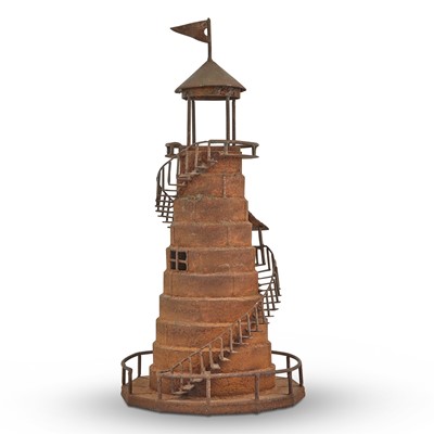 Lot 99 - Metal Lighthouse-Form Sculpture