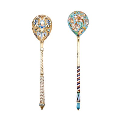Lot 87 - Two Russian Silver-Gilt and Cloisonné Enamel...