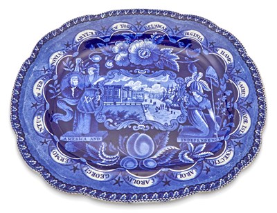 Lot 216 - Historical Blue Transfer-decorated "America and Independence" Pottery Platter