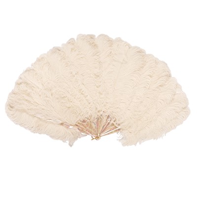 Lot 5141 - A Tiffany Gold and White Ostrich Feather Fan presented to Lana Turner by MGM