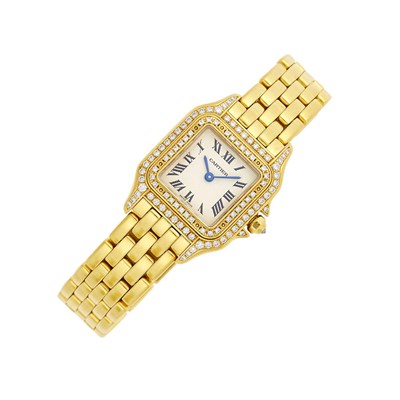 Lot 7 - Gold and Diamond 'Panthère' Wristwatch, Cartier, Ref. 1280