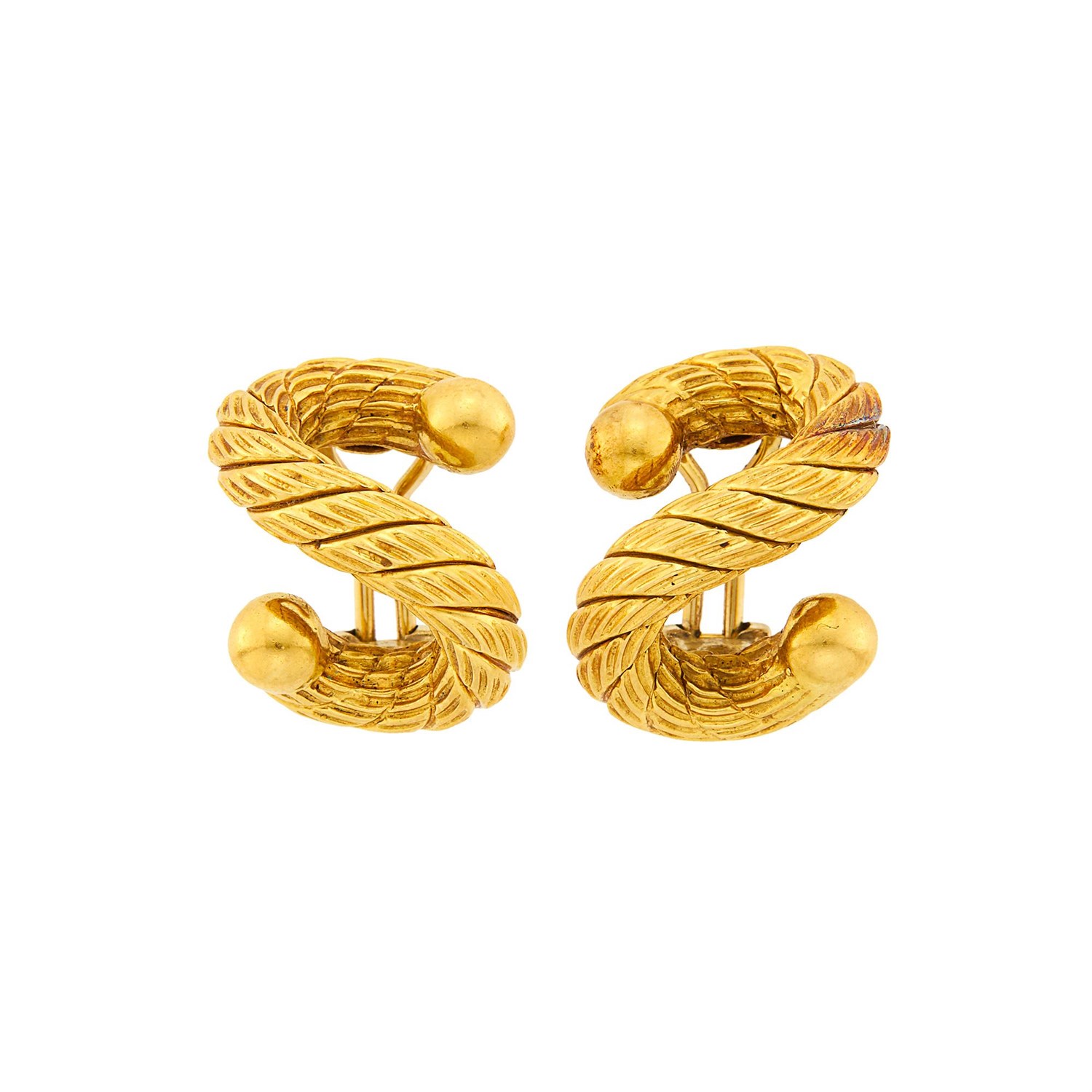Lot 1033 - Weingrill Pair of Gold Earclips