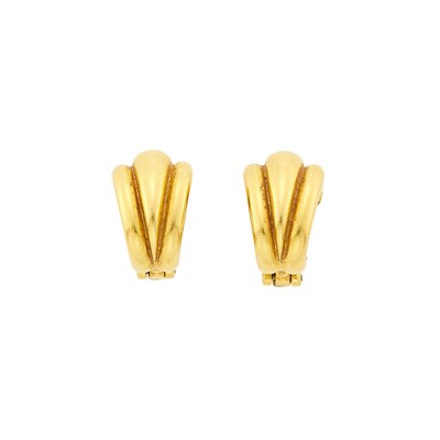 Lot 1065 - Tiffany & Co. Pair of Fluted Gold Hoop Earclips
