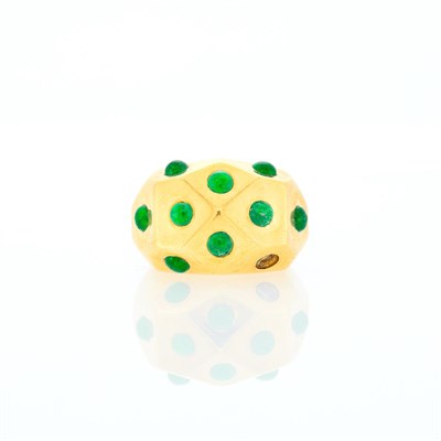 Lot 1104 - Gold and Green Glass Dome Ring