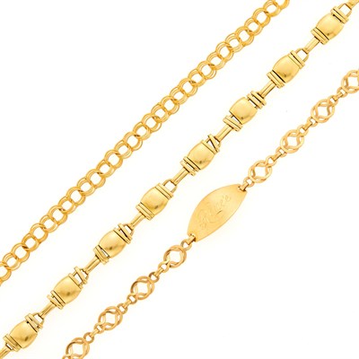 Lot 1255 - Three Gold Bracelets