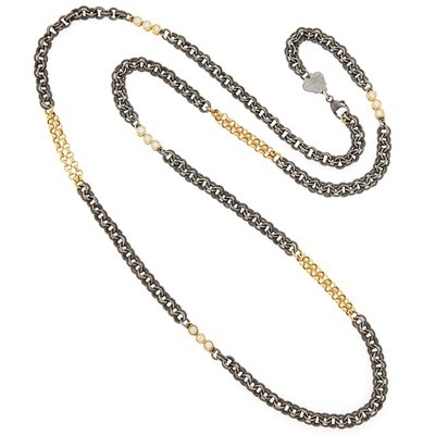 Lot 1061 - Grazia Marica Vozza Long Silver and Gold Circle Link Chain Necklace