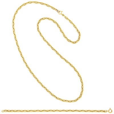 Lot 1097 - Gold Nautical Link Chain Necklace and Bracelet