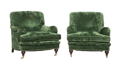 Lot 352 - Pair of Green Velvet Club Chairs Height 33 1/2...