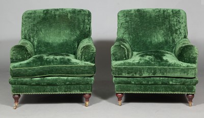 Lot 129 - Pair of Green Velvet Club Chairs