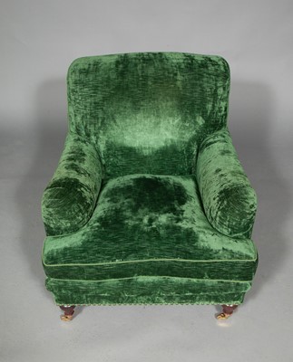 Lot 129 - Pair of Green Velvet Club Chairs