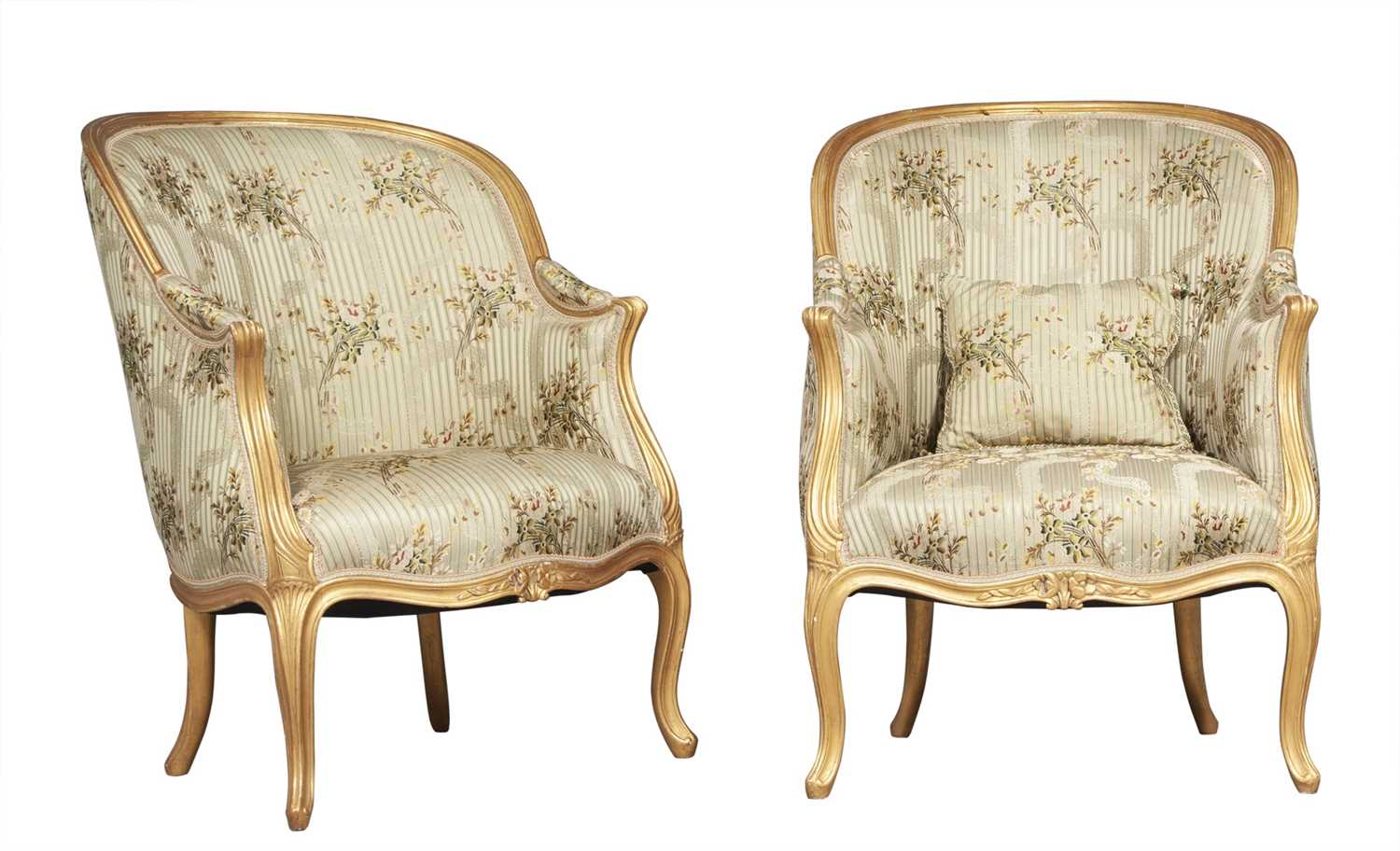 Lot 244 - Pair of Louis XV Style Giltwood Bergères