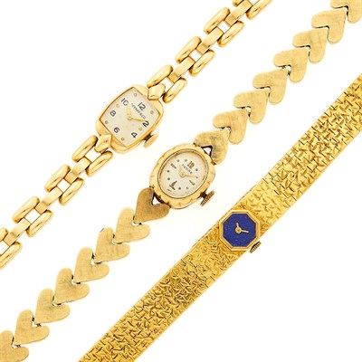 Lot 1211 - Three Gold Wristwatches