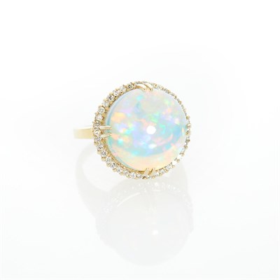 Lot 1254 - Gold, Opal and Diamond Ring