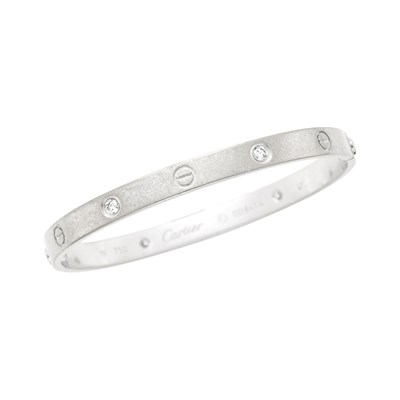 Lot 50 - Cartier White Gold and Diamond 'Love' Bangle Bracelet