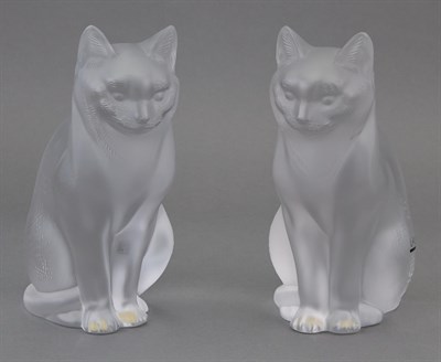 Lot 279 - Two Lalique Glass Cat Sculptures Height 8 1/4...