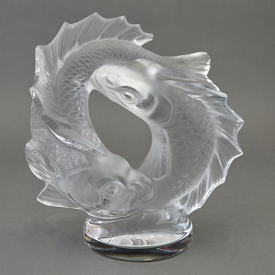 Lot 284 - Lalique Glass Double Fish Sculpture Height 11...