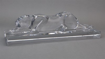Lot 283 - Baccarat Glass Crouching Panther Sculpture...