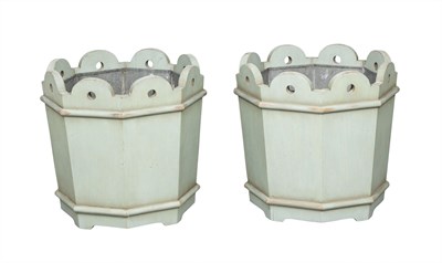 Lot 335 - Pair of Painted Wood Octagonal Planters With...