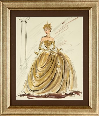 Lot 5104 - An Edith Head costume design for the iconic gold gown worn by Grace Kelly in To Catch a Thief